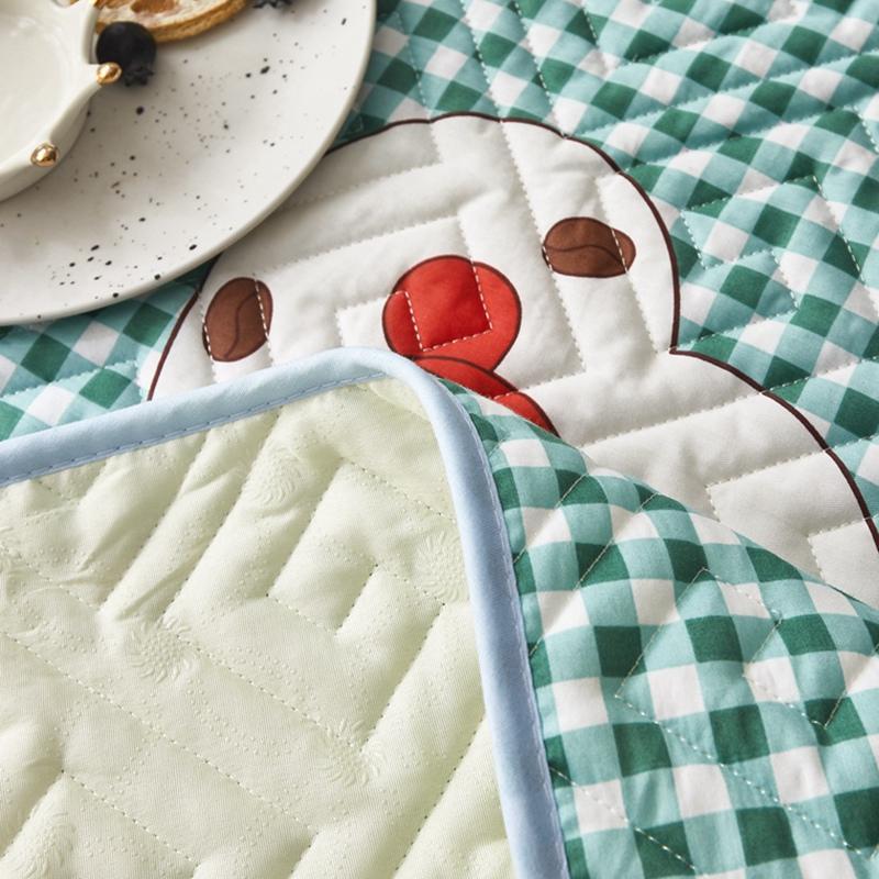 一梦全棉绗缝床护垫·恋格  抹茶绿