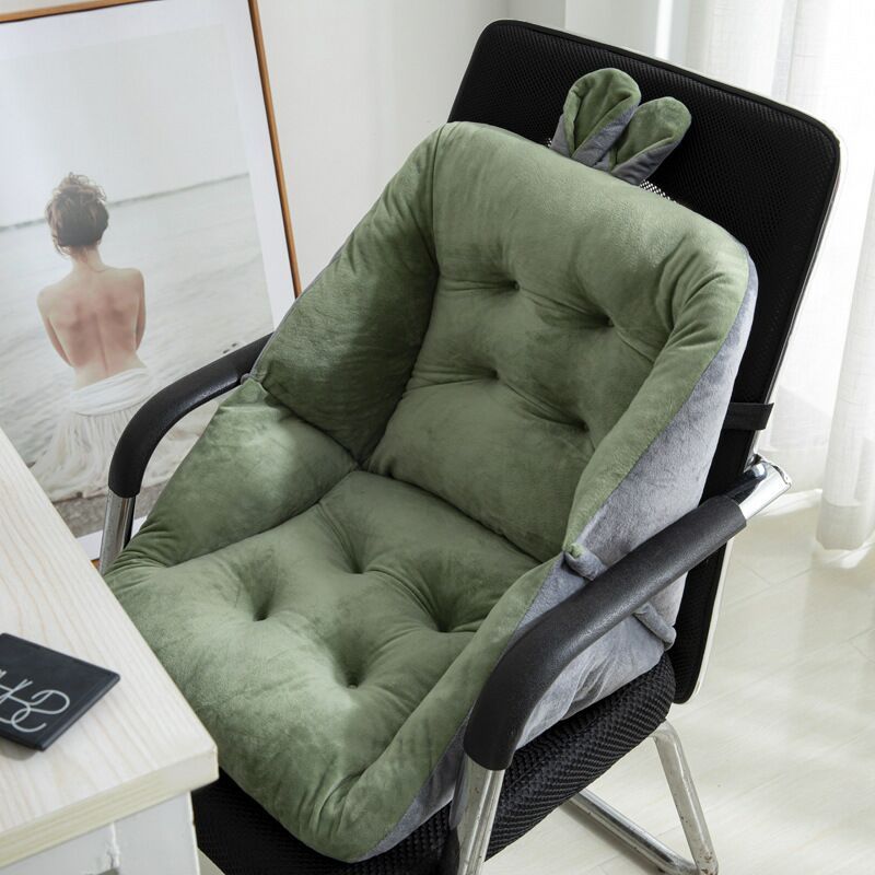 KATES HOME水晶绒耳朵款靠垫一体座椅坐垫1只装·草绿