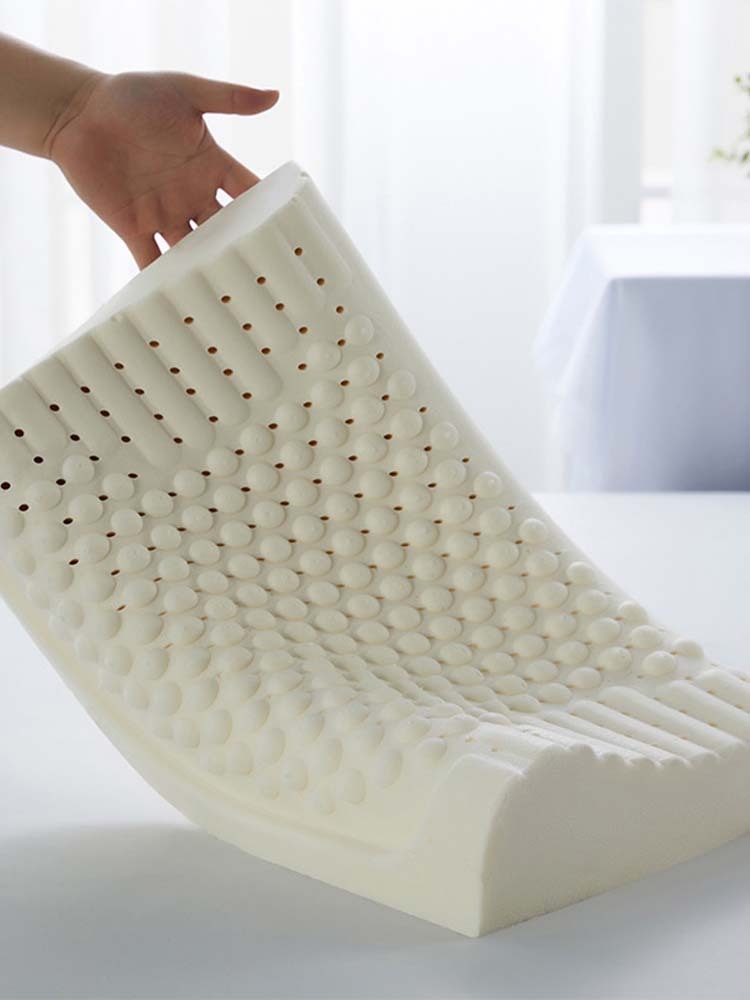 窝美居新款全棉双层纱提花百福乳胶枕·曲线款