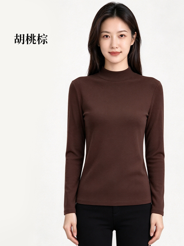 希源体石墨烯女士半高领净版打底衫