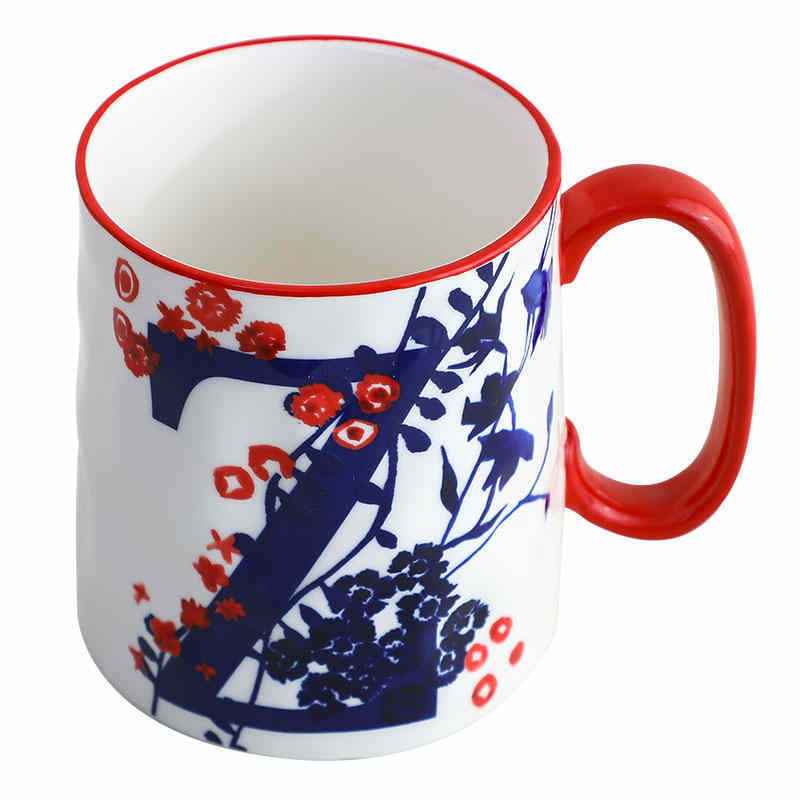 宝优妮创意陶瓷杯子情侣水杯姓名字母马克杯牛奶杯茶杯·锥形手捏字母杯Z