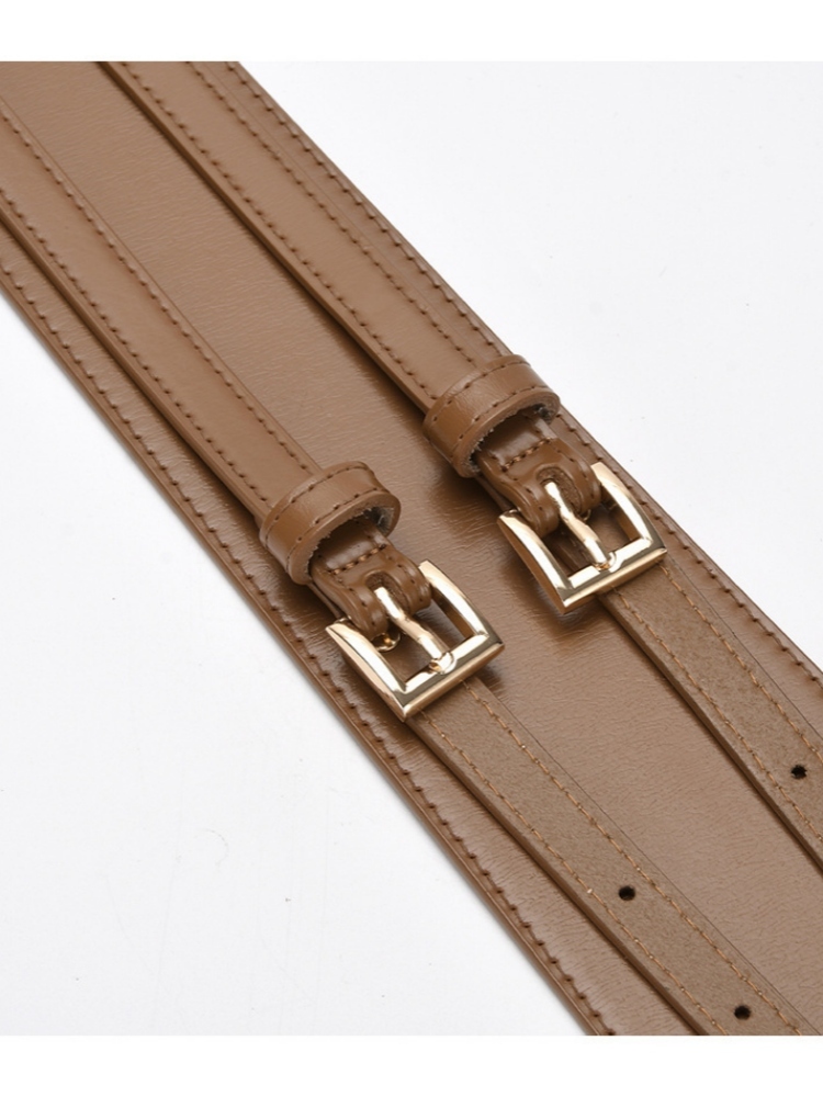 杜鹃鸟个性不规则设计腰封牛皮腰带80605·香芋粉