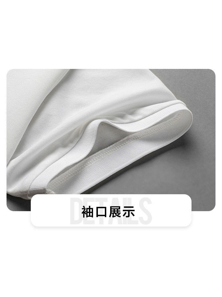罗蒙珠片绣花polo衫男短袖夏季运动t恤14LP3163·白色