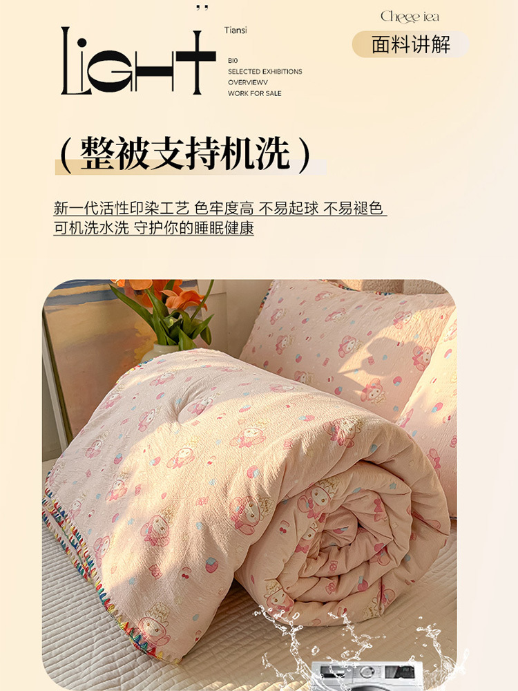 雅微轩 A类云感双层纱夏被刺绣空调薄被子·200x230cm单夏被【双人被】