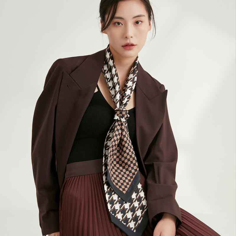 布休依-泓凯-新款桑蚕丝围巾装饰绑包发带长条飘带·紫色