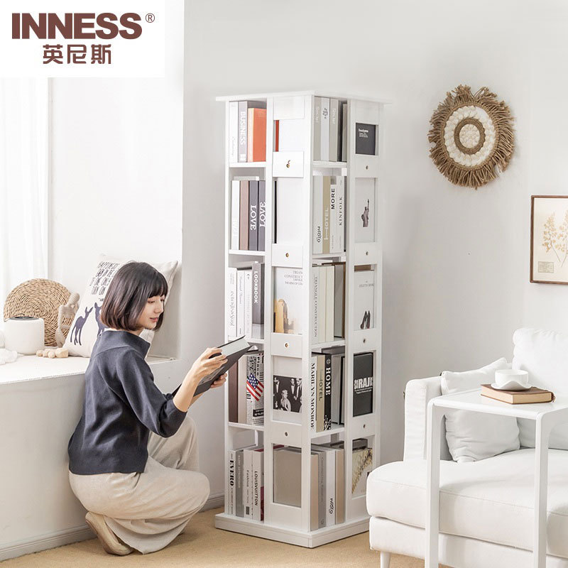 英尼斯INNESS·万向轮实木可移动五层书架置物架