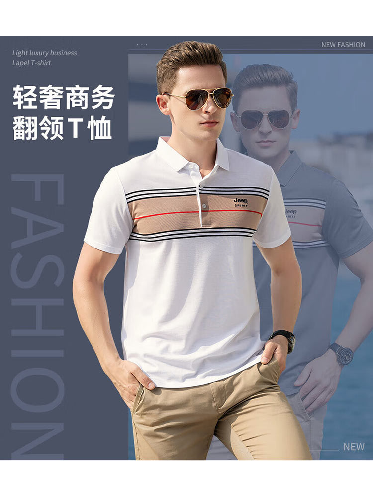 JEEP男士POLO衫商务休闲舒适短袖JPTX21613·白色