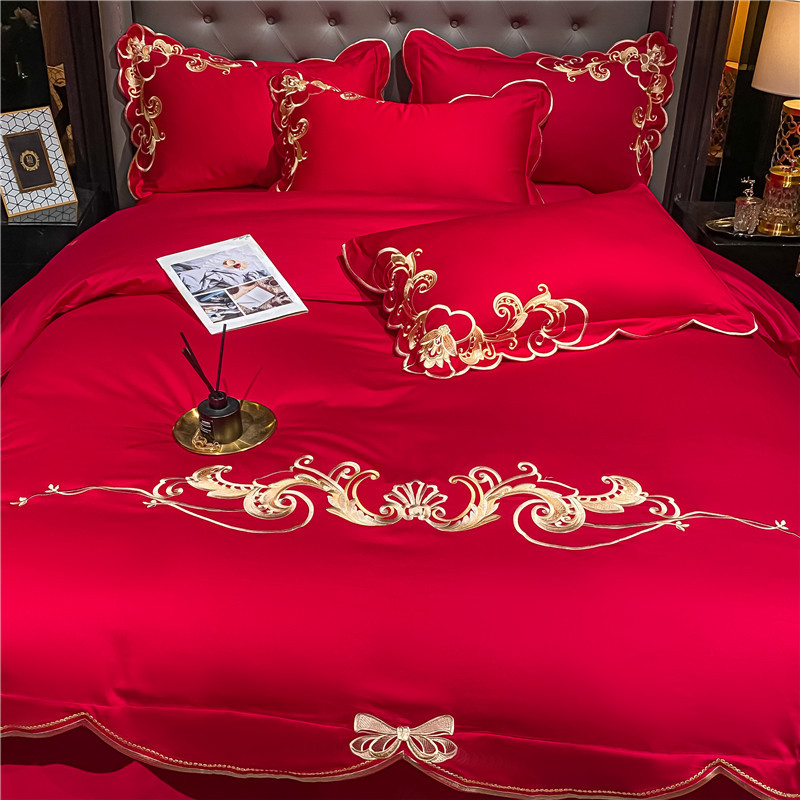 亲尔100支纱床品套件·欧诺拉中国红