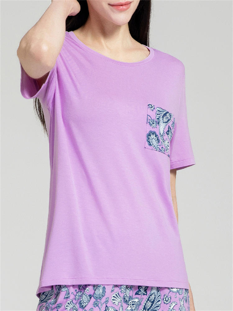 【专柜同步】纤丝鸟鸟语花香系列女士圆领半袖衫·丁香紫