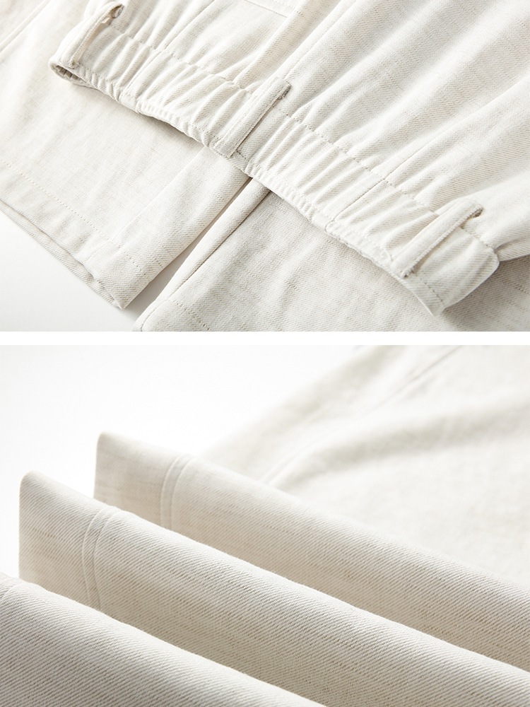 【大牌代工厂出品】和顺圣春秋天丝亚麻窄版阔腿裤26009·麻本色