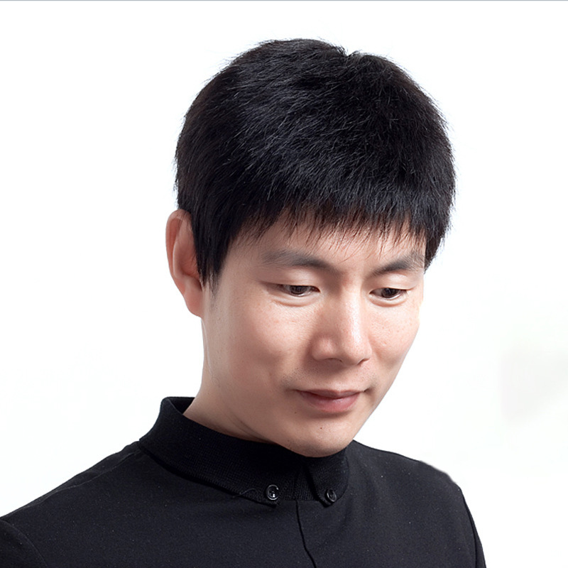 藤雅真人发丝男士短发寸头假发套黑色