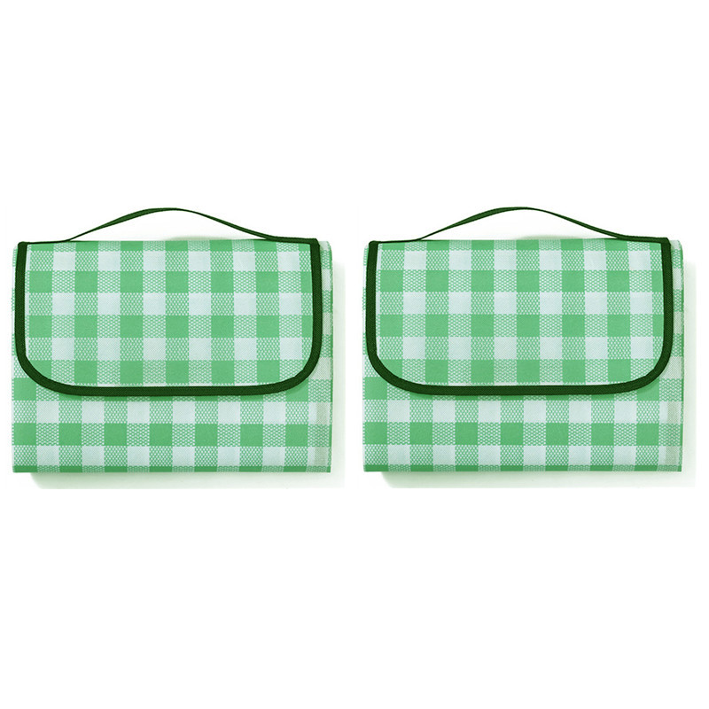 野餐垫防潮垫加厚野餐布户外用品便携防水2个·绿格