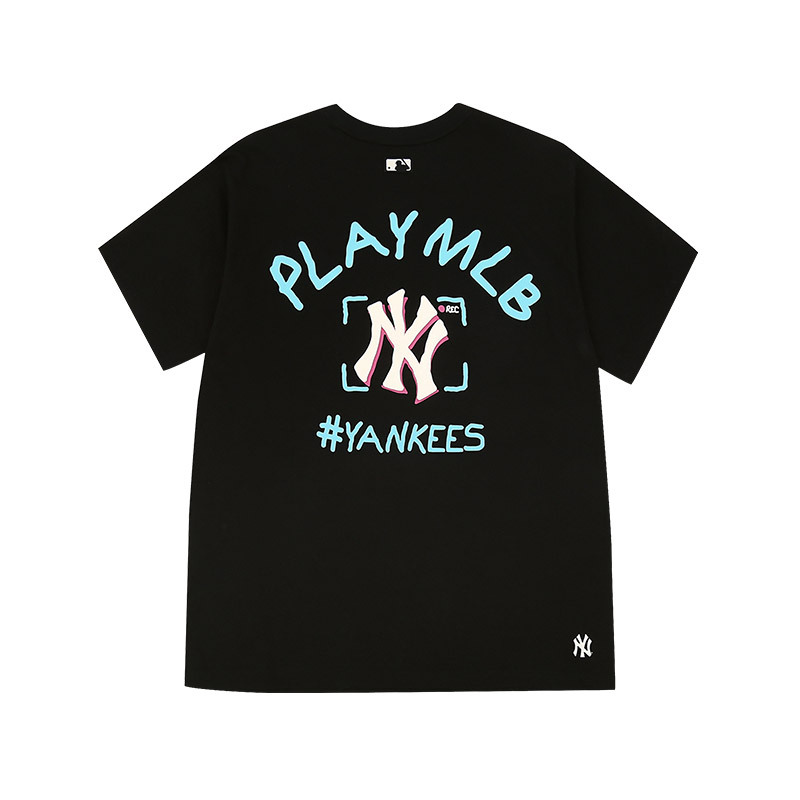MLB PLAY系列短袖黑色白标T恤NY 31TS06031-50L·黑色白标
