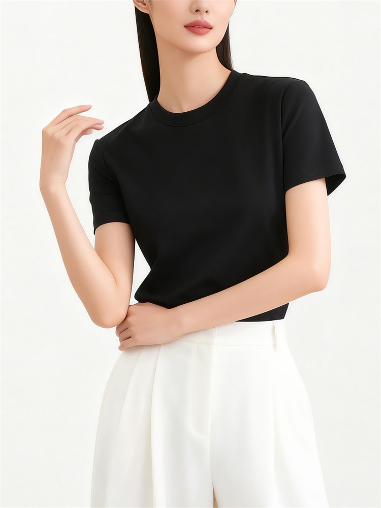 尼高慕丝圆领女短袖·经典黑
