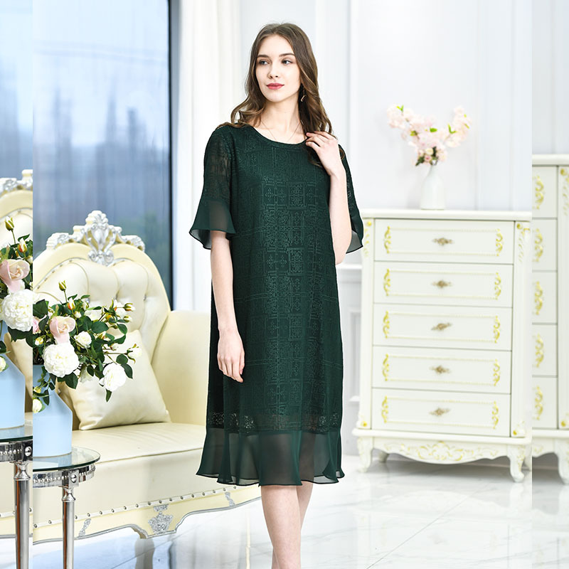 重工刺绣恒源祥集团fazeya纯桑蚕丝女裙m5372