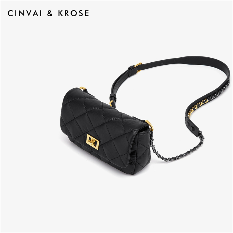 CinvaiKrose 包包女新款潮时尚百搭斜挎包小众单肩包女包B6295·米白色
