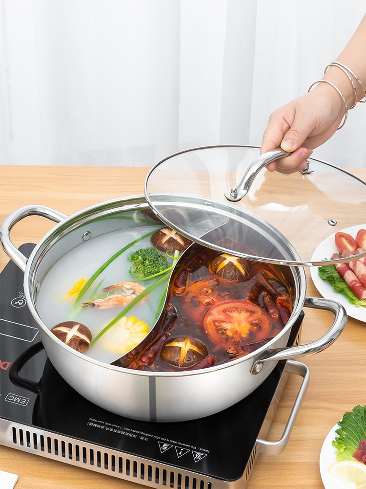 德铂 鸳鸯火锅30cm（送汤勺、漏勺）DEP-DS255