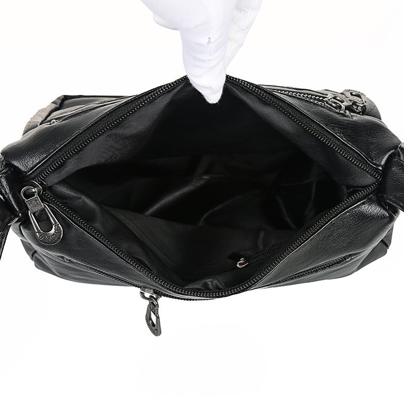 易世汀-Y福利秒杀优质水洗羊皮3D雕印斜跨小包女包·605-6-花配黑