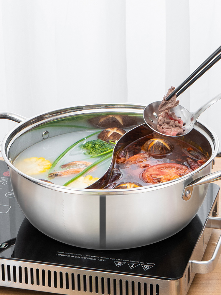 德铂 鸳鸯火锅30cm（送汤勺、漏勺）DEP-DS255