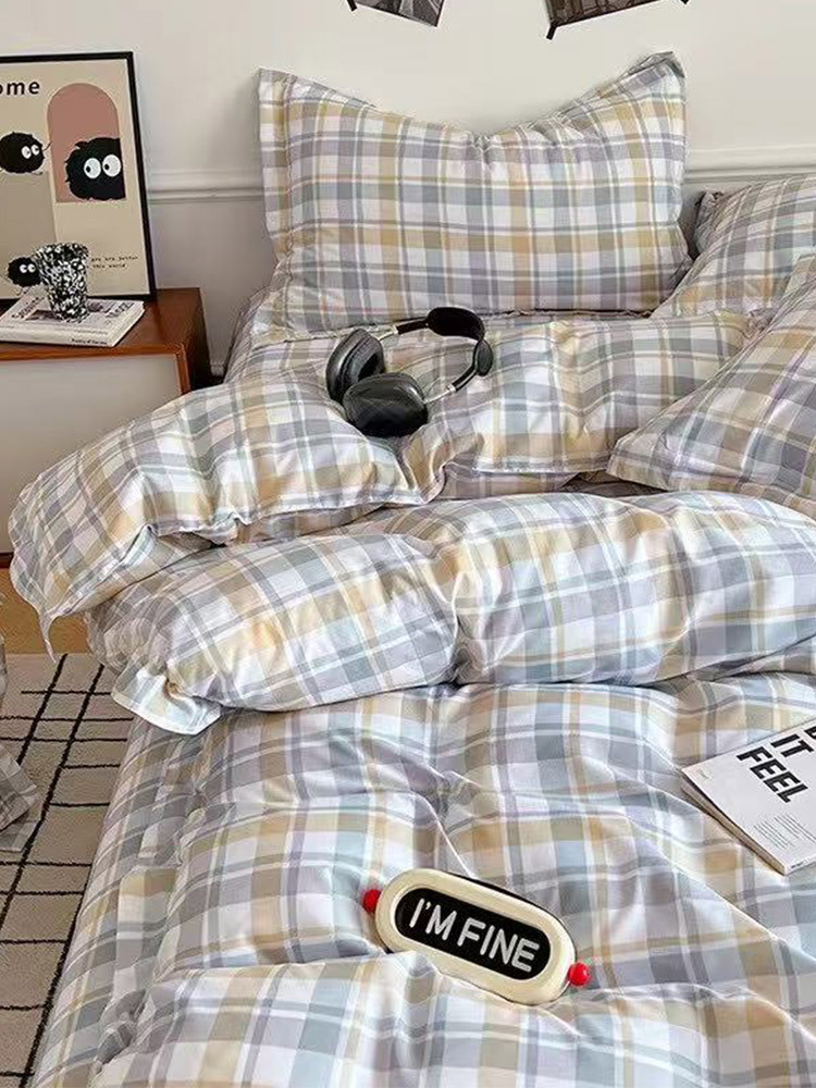 【暖冬心选】“简爱”质朴四件套（白灰）200*230cm ZY-TJ1771