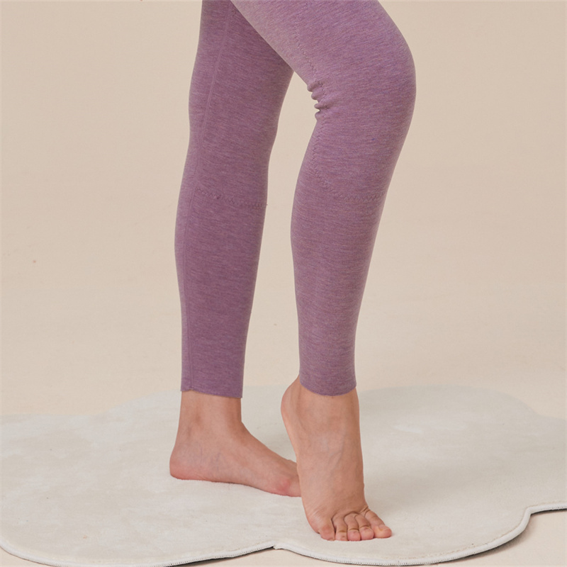 纤丝鸟羊绒蚕丝随形裁女士护膝单裤·麻紫色