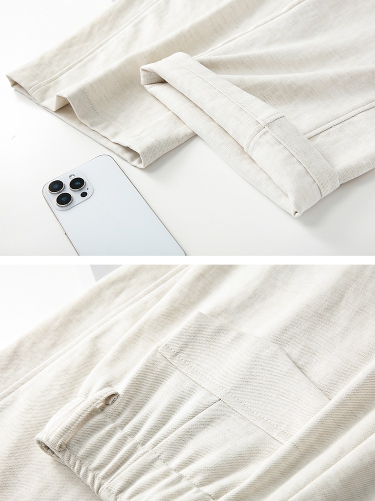 【大牌代工厂出品】和顺圣春秋天丝亚麻窄版阔腿裤26009·麻本色