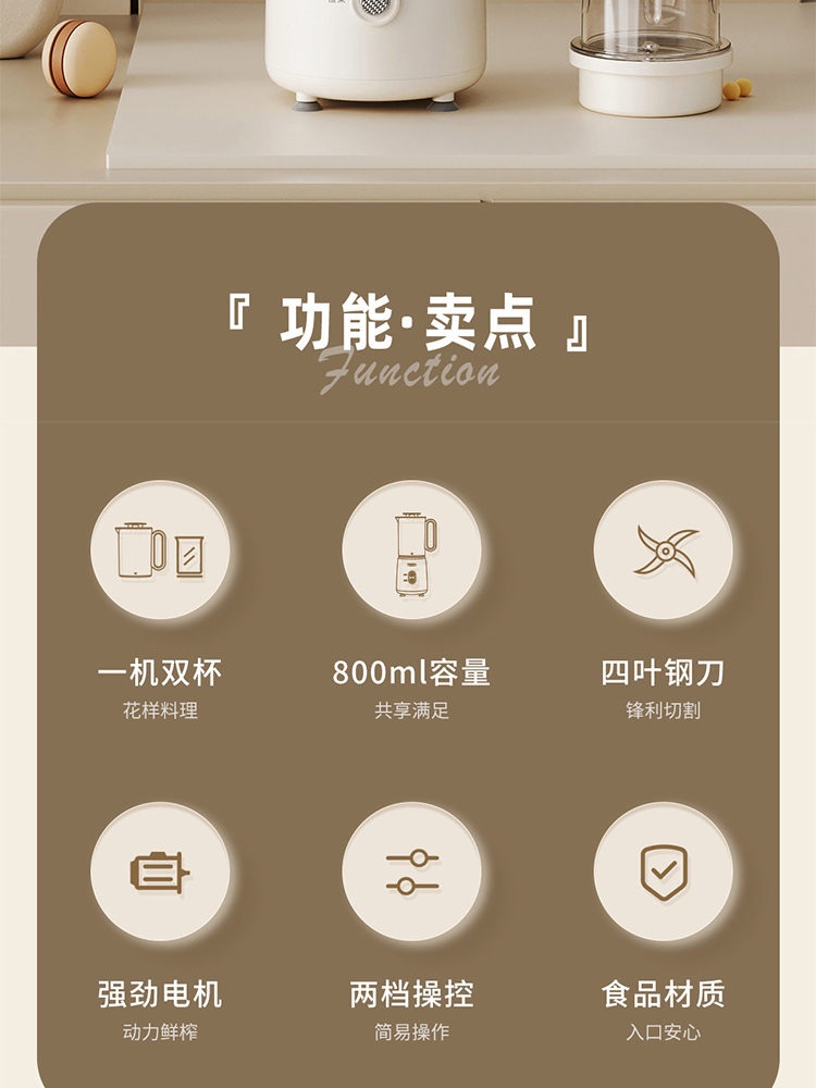 CEOOL/总裁小姐 多功能破壁机家用豆浆机料理机·料理机(带研磨杯)网购装
