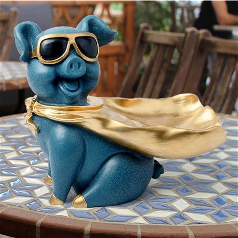 百年许氏 财气冲天飞天猪工艺品摆件/收纳小能手·蓝金