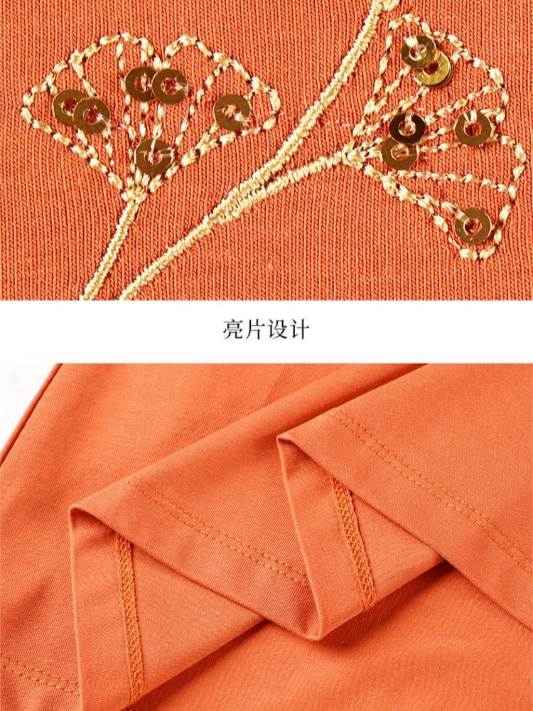 【93精梳棉】轩凌子刺绣中袖T恤S82620011·活力橙