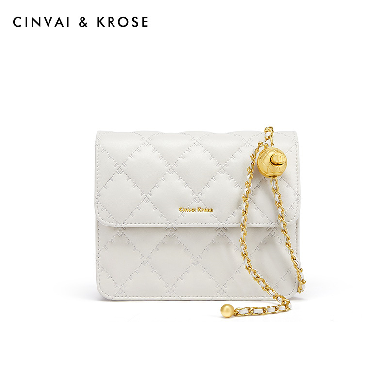 CinvaiKrose 包包新款包包斜挎包牛感小众女包B6297·米白色