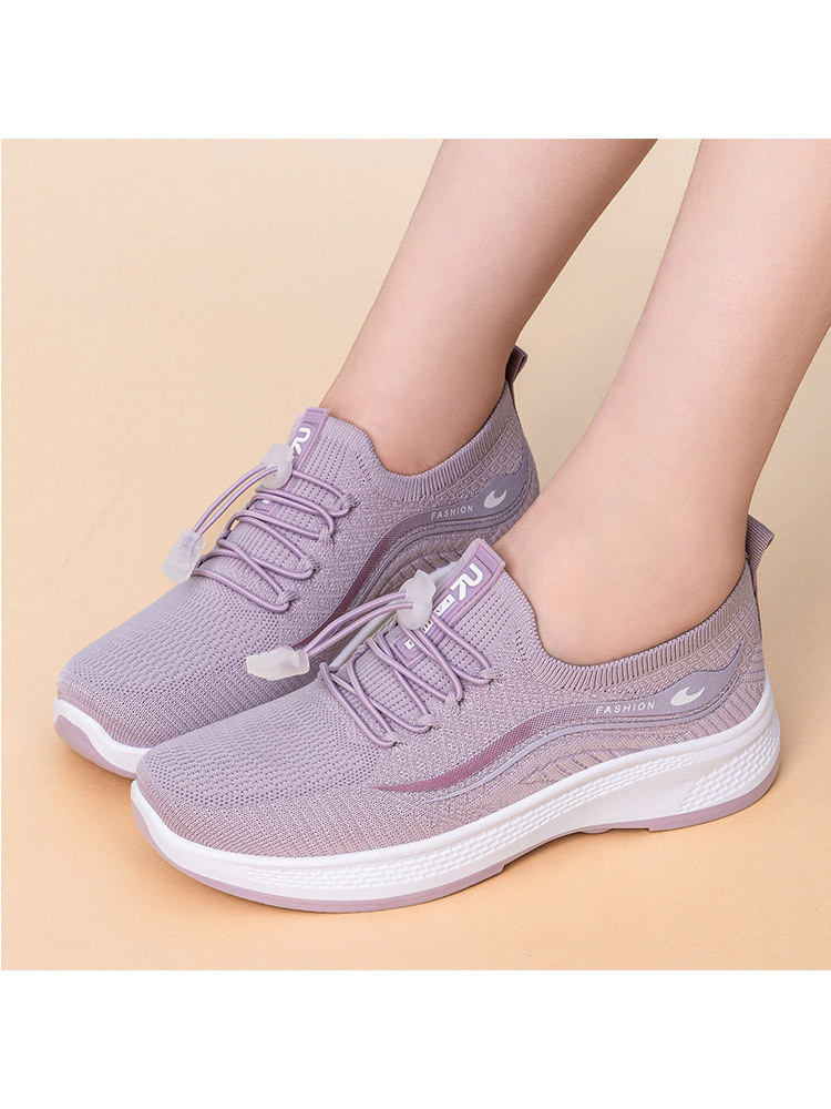 男女款拼色飞织透气一脚蹬轻便休闲鞋·黑色-男（盒装）