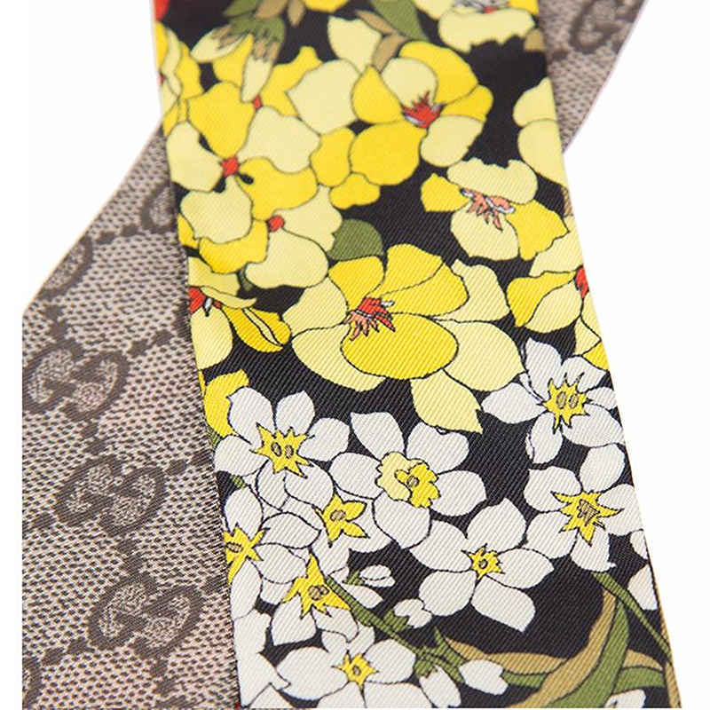 gucci双g花卉长丝巾·咖色