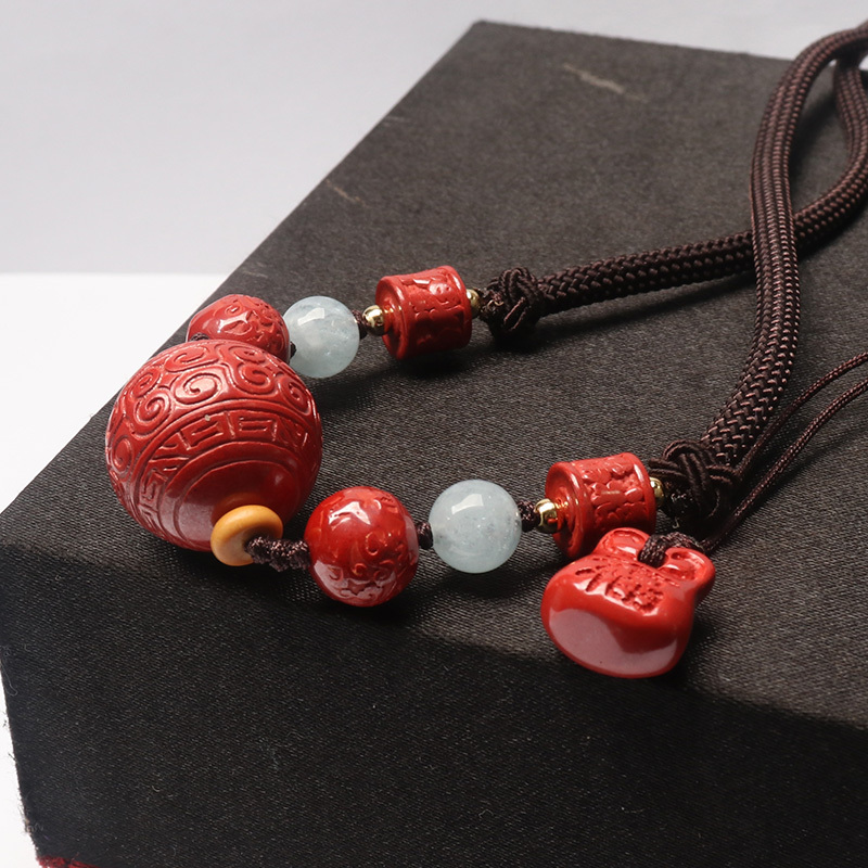 映时.精选高含量回纹珠朱砂项链