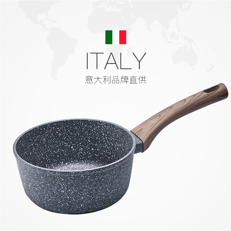 斯罗尼（SIRONI）意大利进口匠心复底系列奶锅不粘锅辅食锅全炉具通用锅18CM·灰色