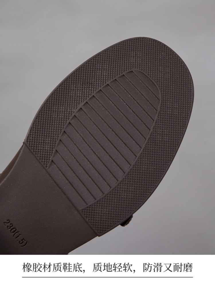 【手抓纹头层牛皮】至美轻软双扣乐福鞋ZM269009·黑色