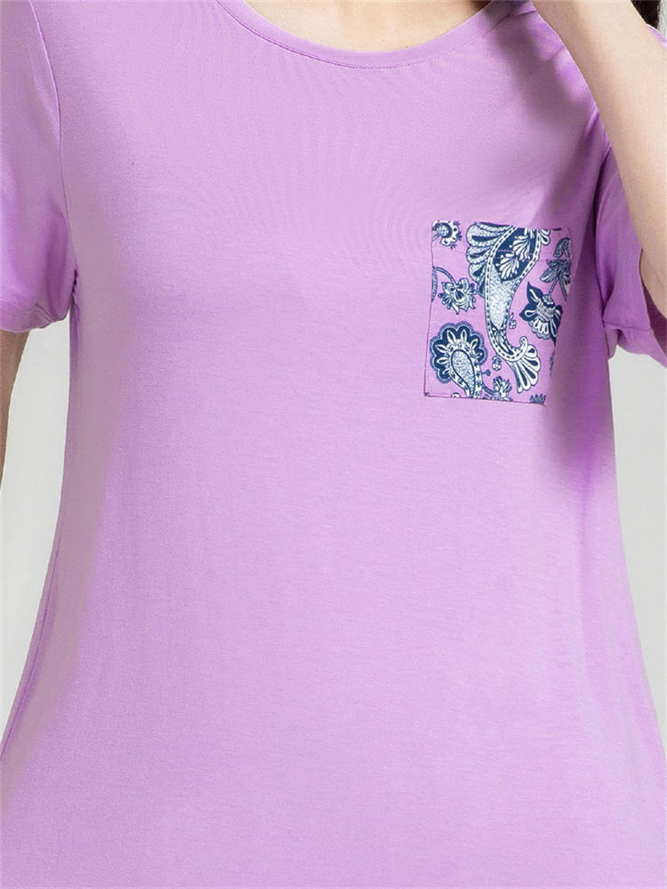 【专柜同步】纤丝鸟鸟语花香系列女士圆领半袖衫·丁香紫
