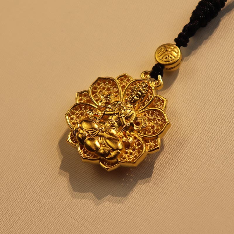 老万年 莲花观音古法金吊坠·金色