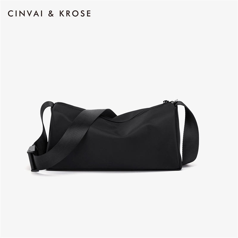 CinvaiKrose 男士包包斜挎机能帆布包男运动包大容量背包男包W6398·黑色