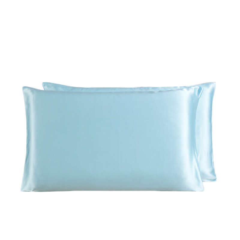 丁摩重磅真丝枕套素绉缎桑蚕丝枕套双面纯色枕套一对·宝石蓝