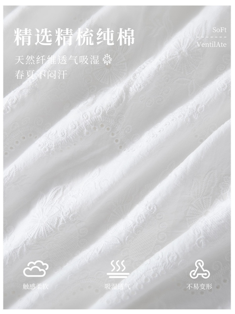 【100棉】可风各满绣镂空V领开衫63048·白色
