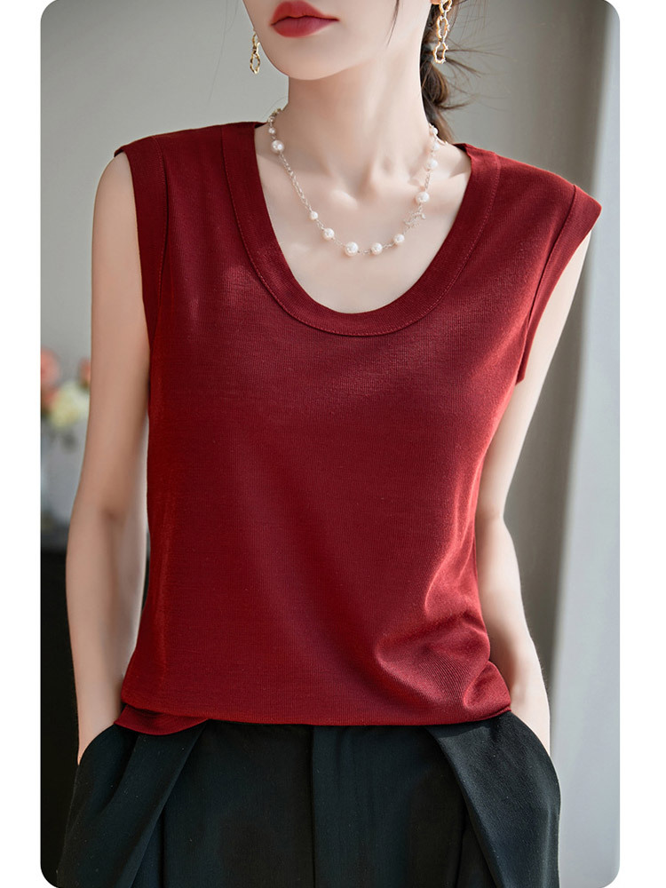 【新款特价】莱赛尔天丝宽松U领纯色百搭背心·灰色