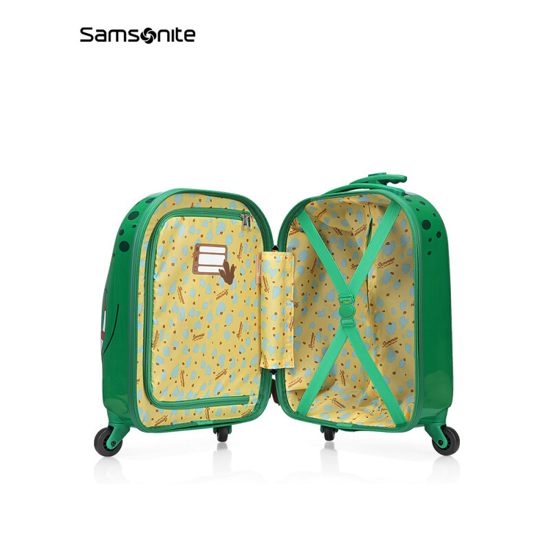 新秀丽儿童拉杆箱 学生行李箱时尚童趣卡通动物 U22 绿色恐龙 16英寸·绿色