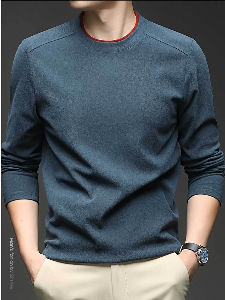 欧奈丝 男士绒面百搭上衣NSM5212048·灰绿色