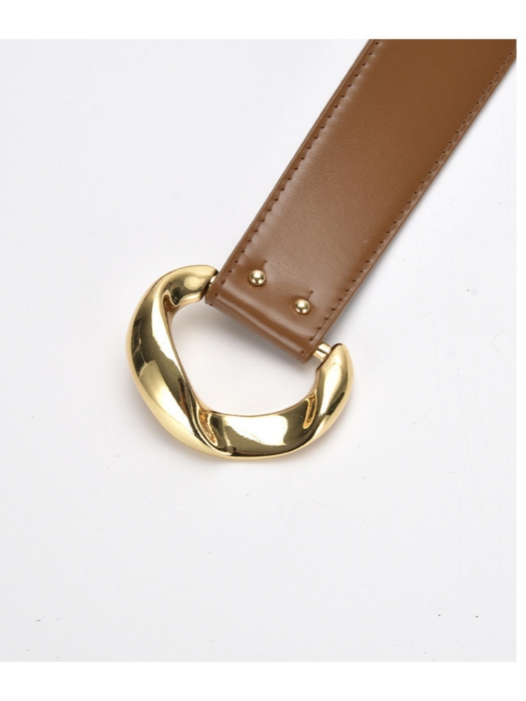 杜鹃鸟个性不规则设计腰封牛皮腰带80605·香芋粉