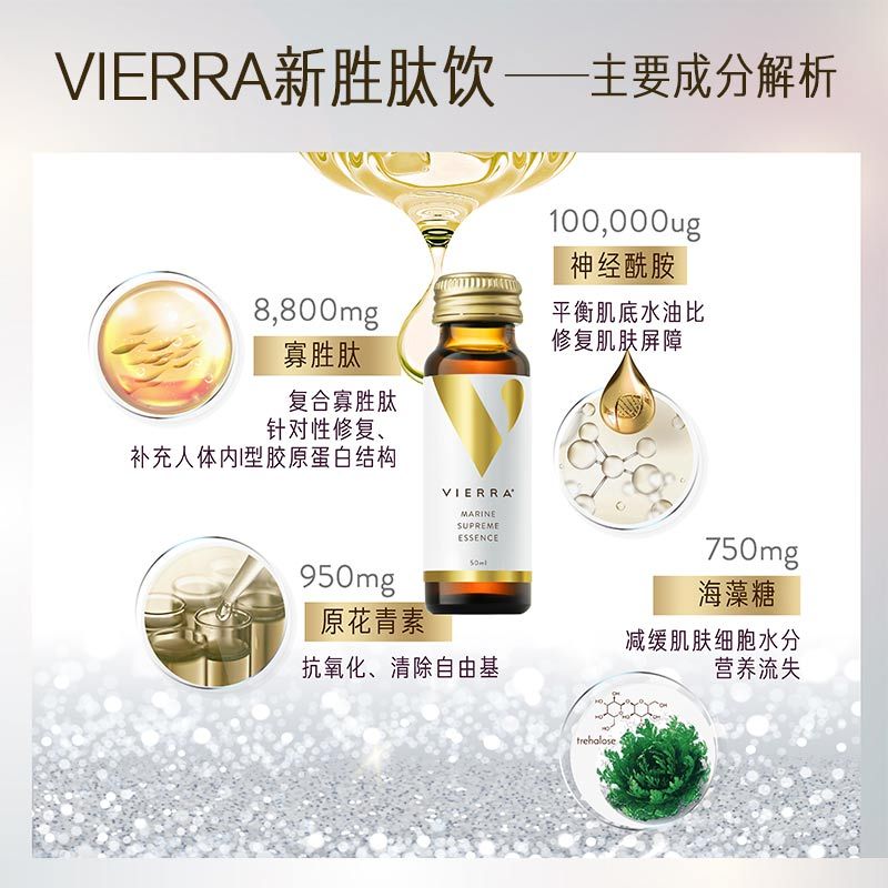  惟爱VIERRA胜肽精华 小分子胶原葡萄籽