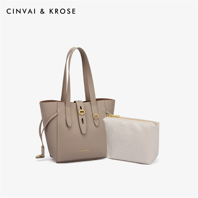 CinvaiKrose 包包女新款潮单肩斜挎包小众手提托特包女包C6262·杏色