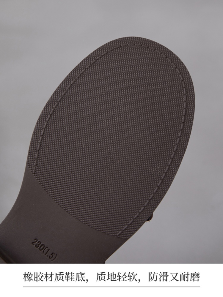 【手抓纹头层牛皮】至美轻软双扣乐福鞋ZM269012·黑色