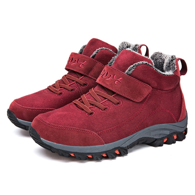旺克加绒徒步男女登山运动鞋B03-D03·女款加绒红色