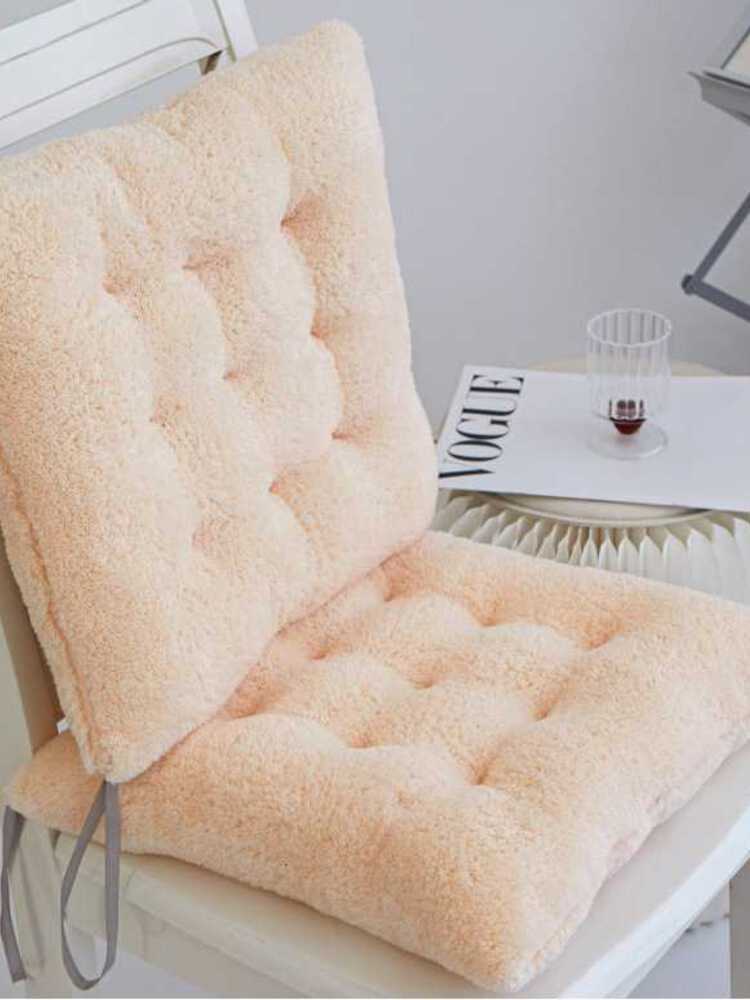 4个纯色沙发毛绒坐垫椅子加厚软垫子40*40*7cm·米黄
