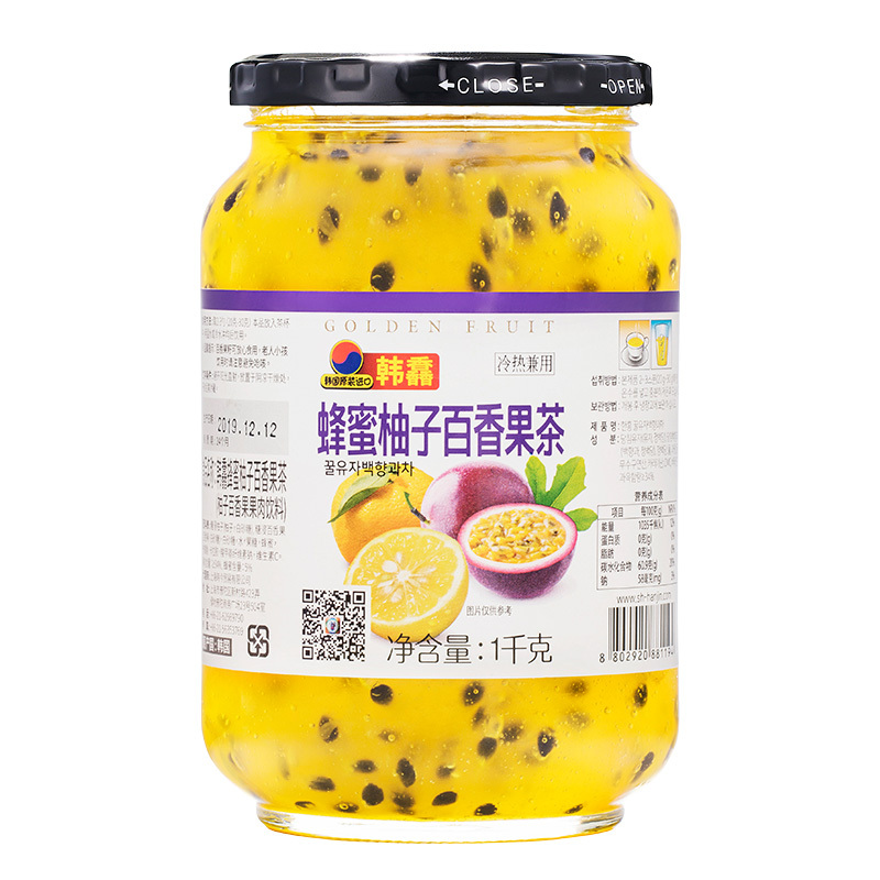 【百香果香气浓厚】韩馫xin蜂蜜柚子百香果茶1kg（韩国进口，冷饮风味佳）